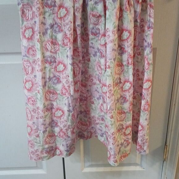 Laura Ashley Vintage 80s cotton blend floral dress pinks and purples Sz 14  NWOT - Picture 9 of 14
